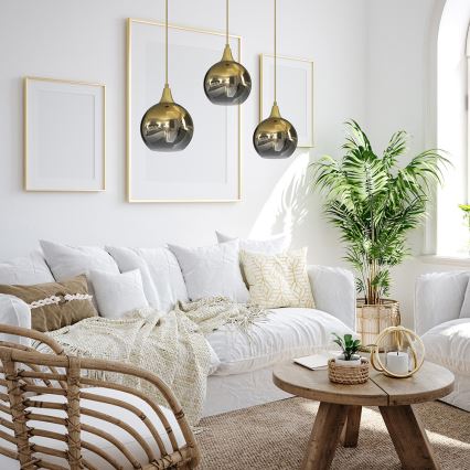 Ljuskrona med upphängningsrem MONTE 3xE27/60W/230V guld