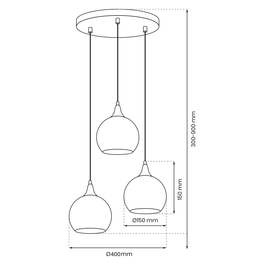 Ljuskrona med upphängningsrem MONTE 3xE27/60W/230V gyllene