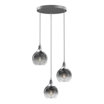 Ljuskrona med upphängningsrem MONTE 3xE27/60W/230V matt krom