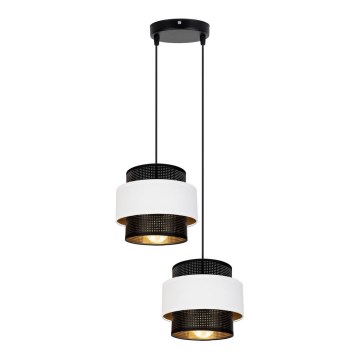 Ljuskrona med upphängningsrem NESS 2xE27/60W/230V diameter 30 cm svart/vit