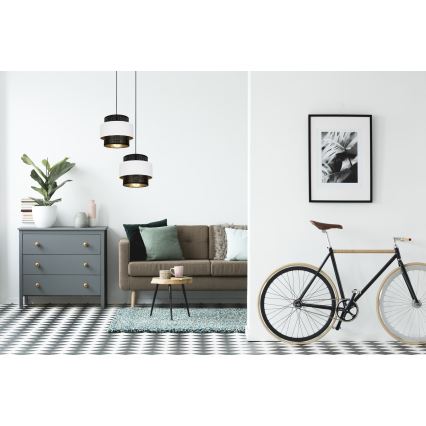 Ljuskrona med upphängningsrem NESS 2xE27/60W/230V diameter 30 cm svart/vit