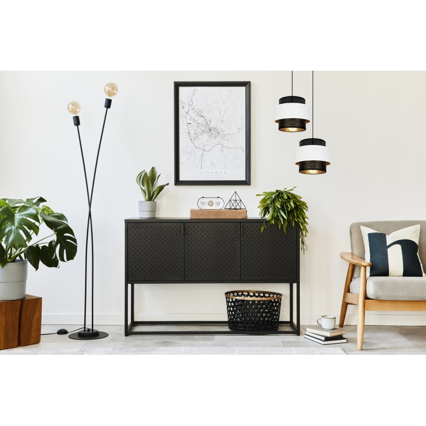 Ljuskrona med upphängningsrem NESS 2xE27/60W/230V diameter 30 cm svart/vit