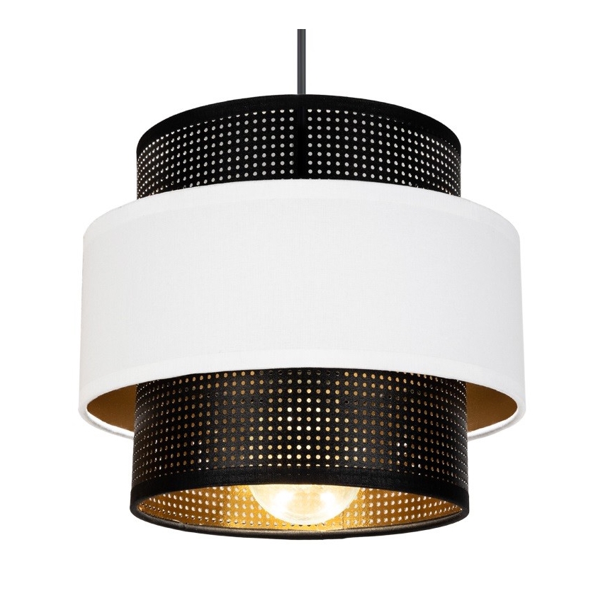 Ljuskrona med upphängningsrem NESS 2xE27/60W/230V diameter 30 cm svart/vit