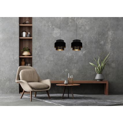 Ljuskrona med upphängningsrem NESS 2xE27/60W/230V svart