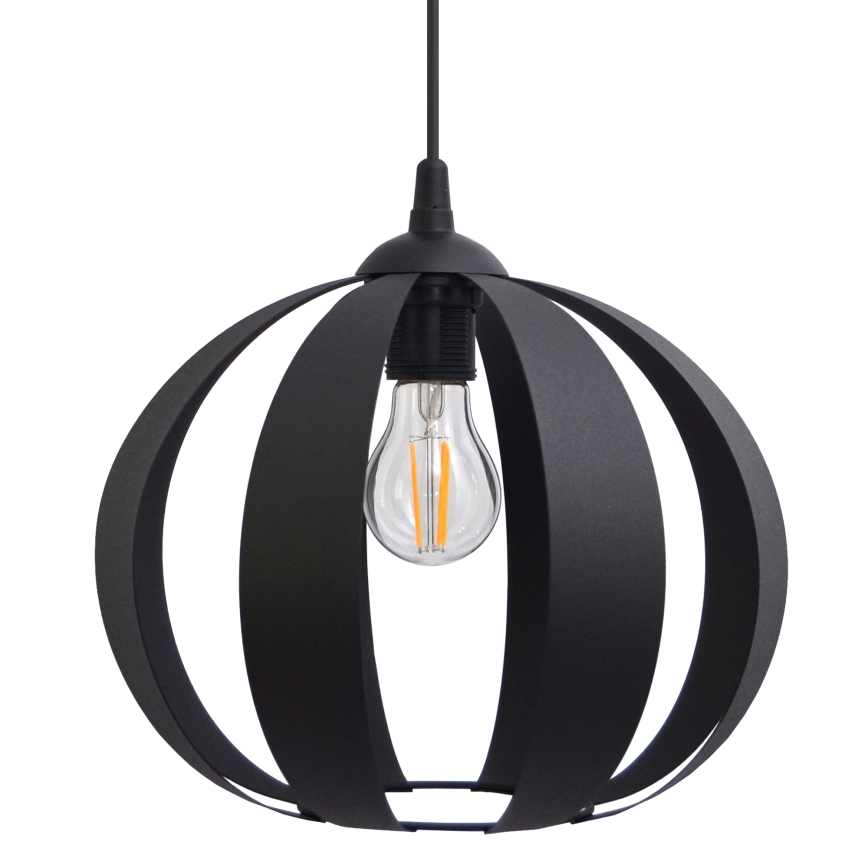 Ljuskrona med upphängningsrem NEWTON 1xE27/15W/230V svart