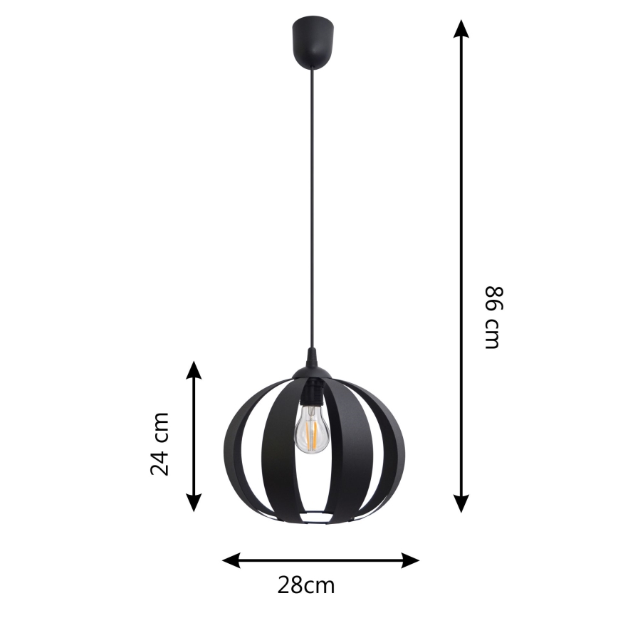 Ljuskrona med upphängningsrem NEWTON 1xE27/15W/230V svart