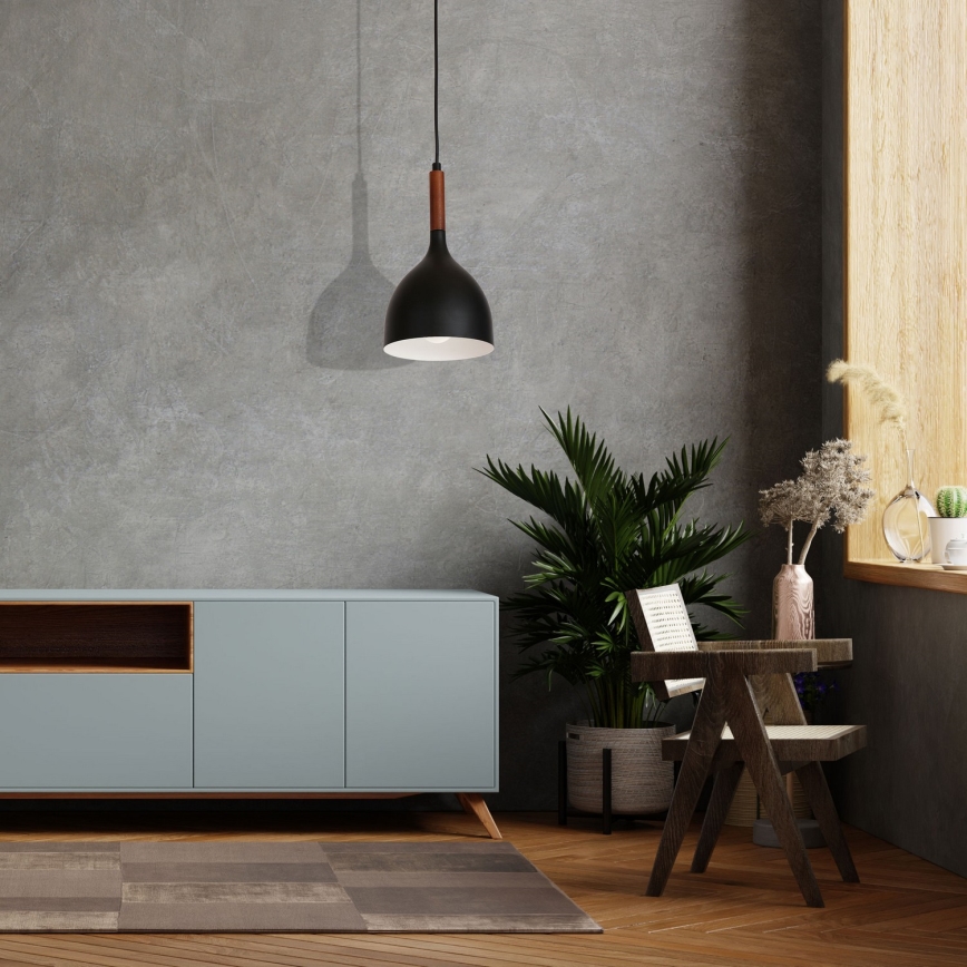 Ljuskrona med upphängningsrem NOAK WOOD 1xE27/60W/230V