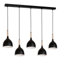 Ljuskrona med upphängningsrem NOAK WOOD 5xE27/60W/230V