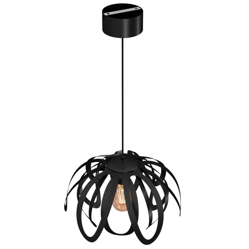 Ljuskrona med upphängningsrem ORCHID 1xE27/60W/230V svart