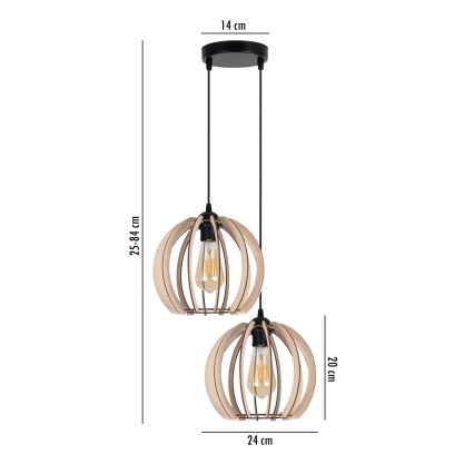 Ljuskrona med upphängningsrem  påRO 2xE27/60W/230V