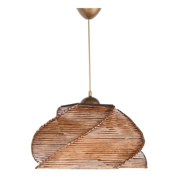 Ljuskrona med upphängningsrem PENTAGONE 1xE27/60W/230V brun