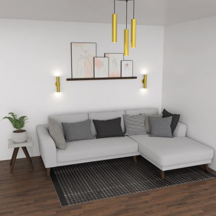 Ljuskrona med upphängningsrem RAITO 3xGU10/8W/230V mässing