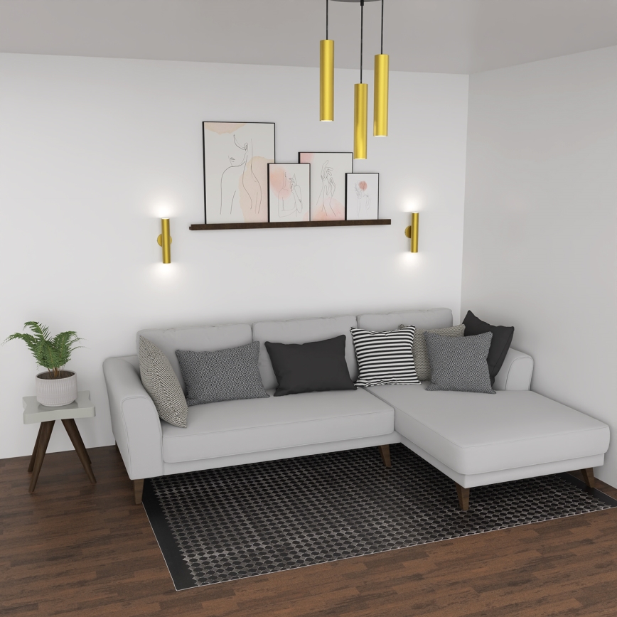 Ljuskrona med upphängningsrem RAITO 3xGU10/8W/230V mässing