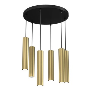 Ljuskrona med upphängningsrem RAITO 6xGU10/8W/230V mässing