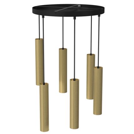 Ljuskrona med upphängningsrem RAITO 6xGU10/8W/230V mässing