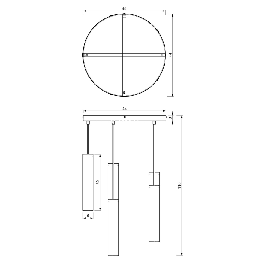 Ljuskrona med upphängningsrem RAITO 6xGU10/8W/230V mässing