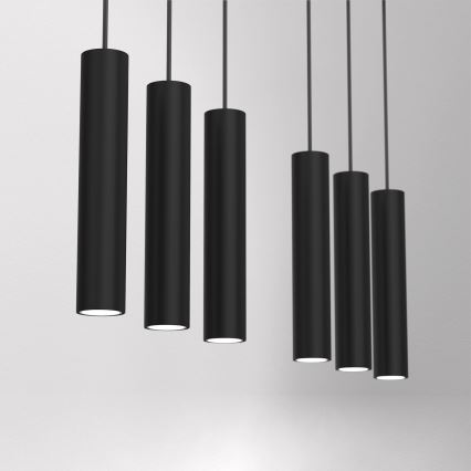 Ljuskrona med upphängningsrem RAITO 6xGU10/8W/230V svart