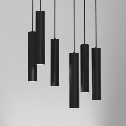 Ljuskrona med upphängningsrem RAITO 6xGU10/8W/230V svart