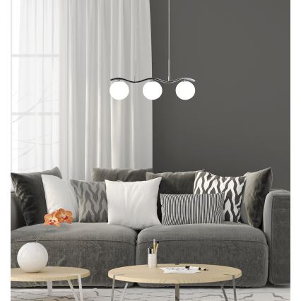 Ljuskrona med upphängningsrem RAMON 3xG9/40W/230V skinande krom