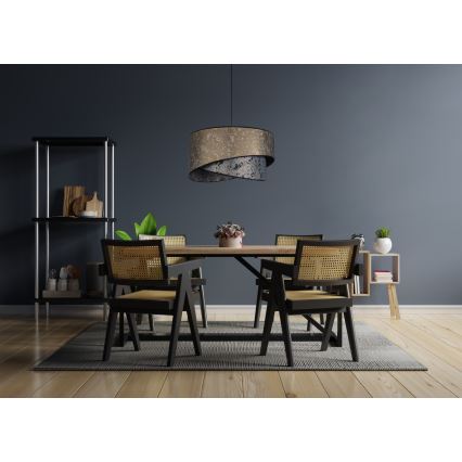 Ljuskrona med upphängningsrem  REZO 1xE27/60W/230V grå/gyllene 