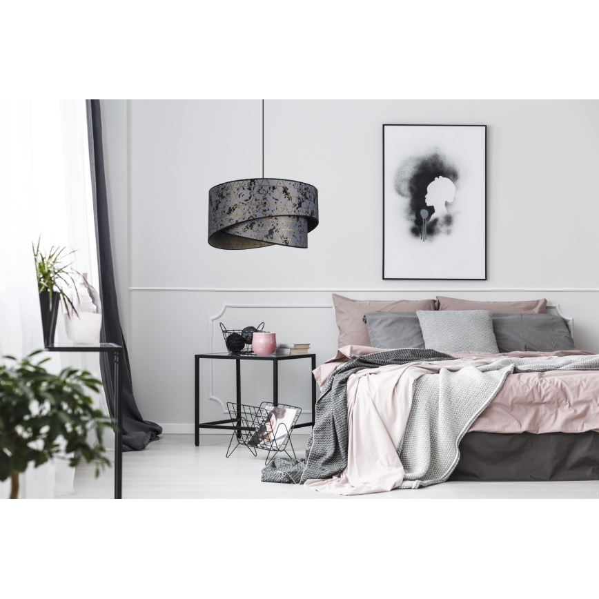 Ljuskrona med upphängningsrem  REZO 1xE27/60W/230V grå