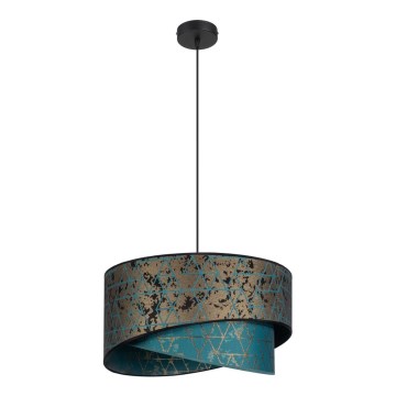 Ljuskrona med upphängningsrem  REZO 1xE27/60W/230V turkos /gyllene 