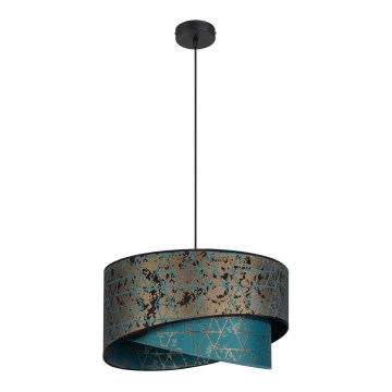 Ljuskrona med upphängningsrem  REZO 1xE27/60W/230V turkos /gyllene