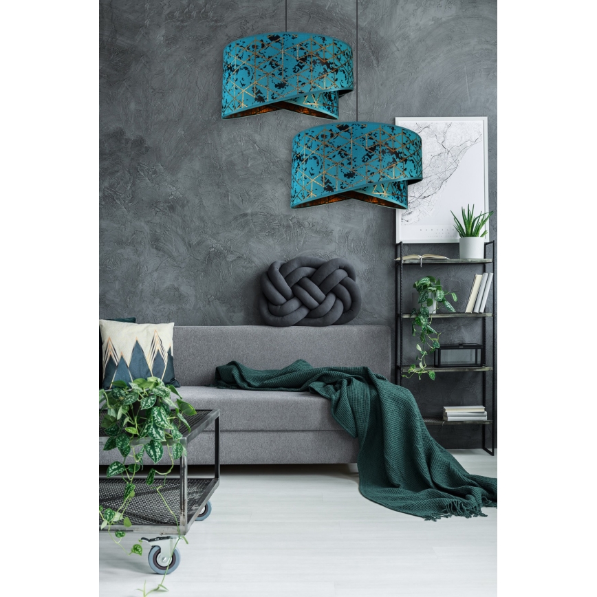 Ljuskrona med upphängningsrem  REZO 1xE27/60W/230V turkos