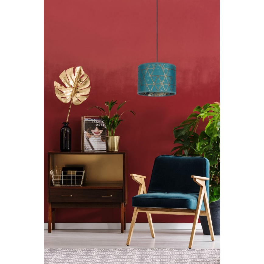 Ljuskrona med upphängningsrem  REZO 1xE27/60W/230V turkos 