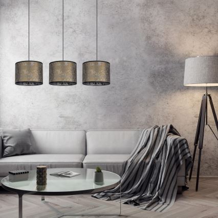 Ljuskrona med upphängningsrem  REZO 3xE27/60W/230V gyllene 