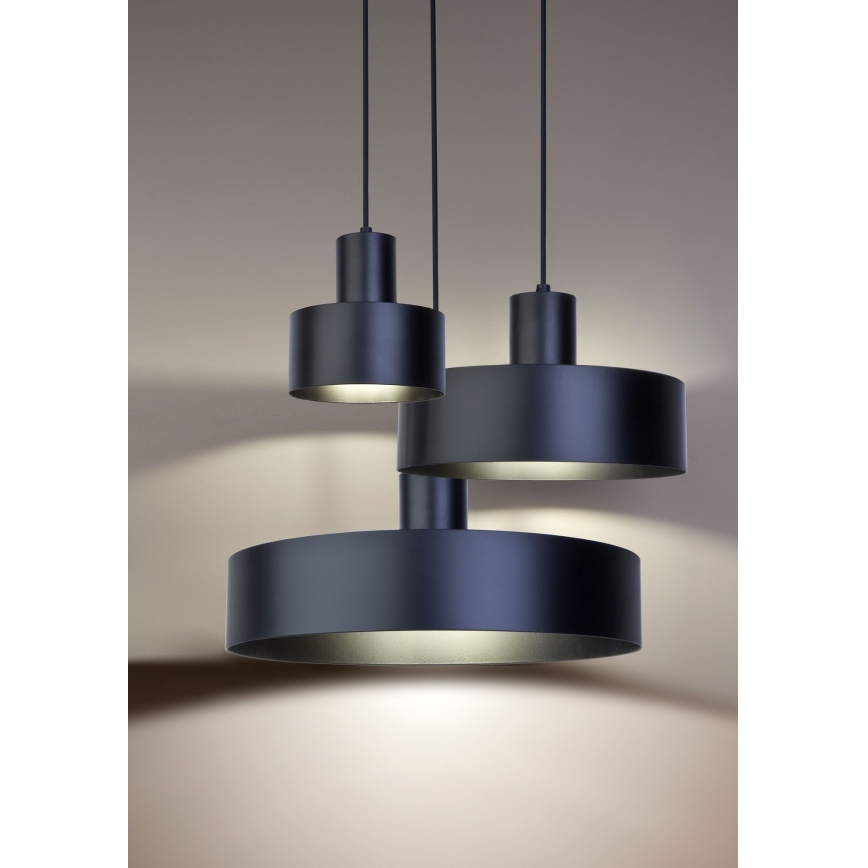 Ljusskrona med upphängningsrem  RIF 1xE27/60W/230V diameter  15 cm svart