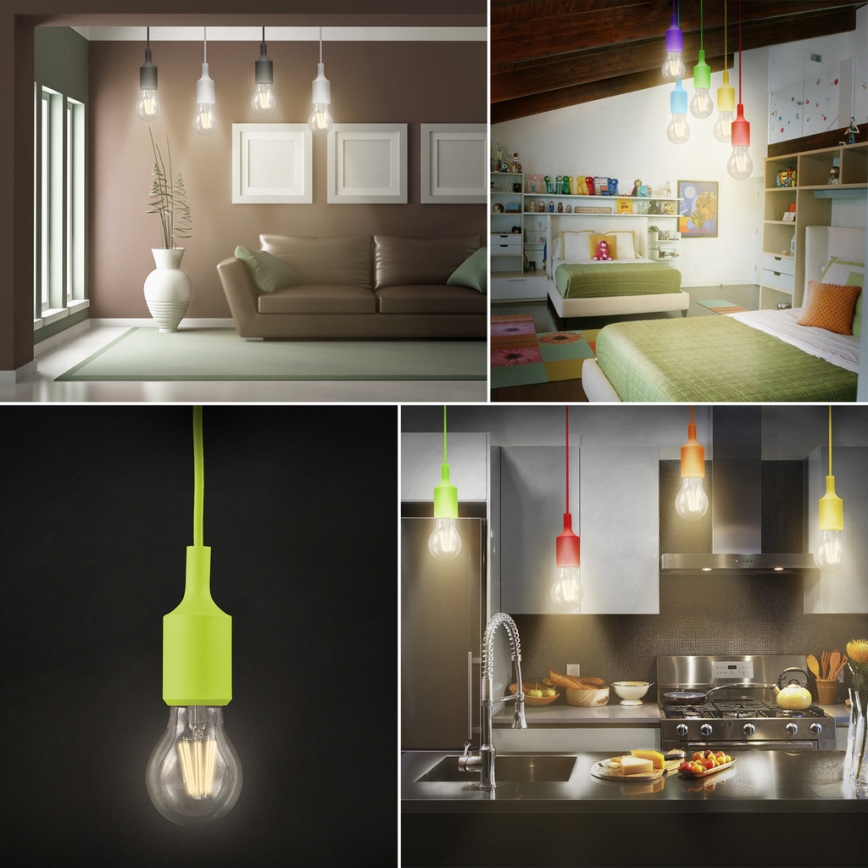 Ljusskrona med upphängningsrem  ROXY 1xE27/60W/230V grön