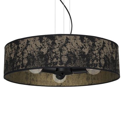 Ljusskrona med upphängningsrem  SATINO 3xE27/60W/230V svart /gyllene 