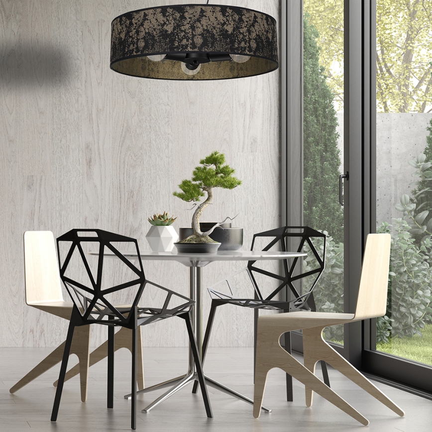Ljusskrona med upphängningsrem  SATINO 3xE27/60W/230V svart /gyllene 