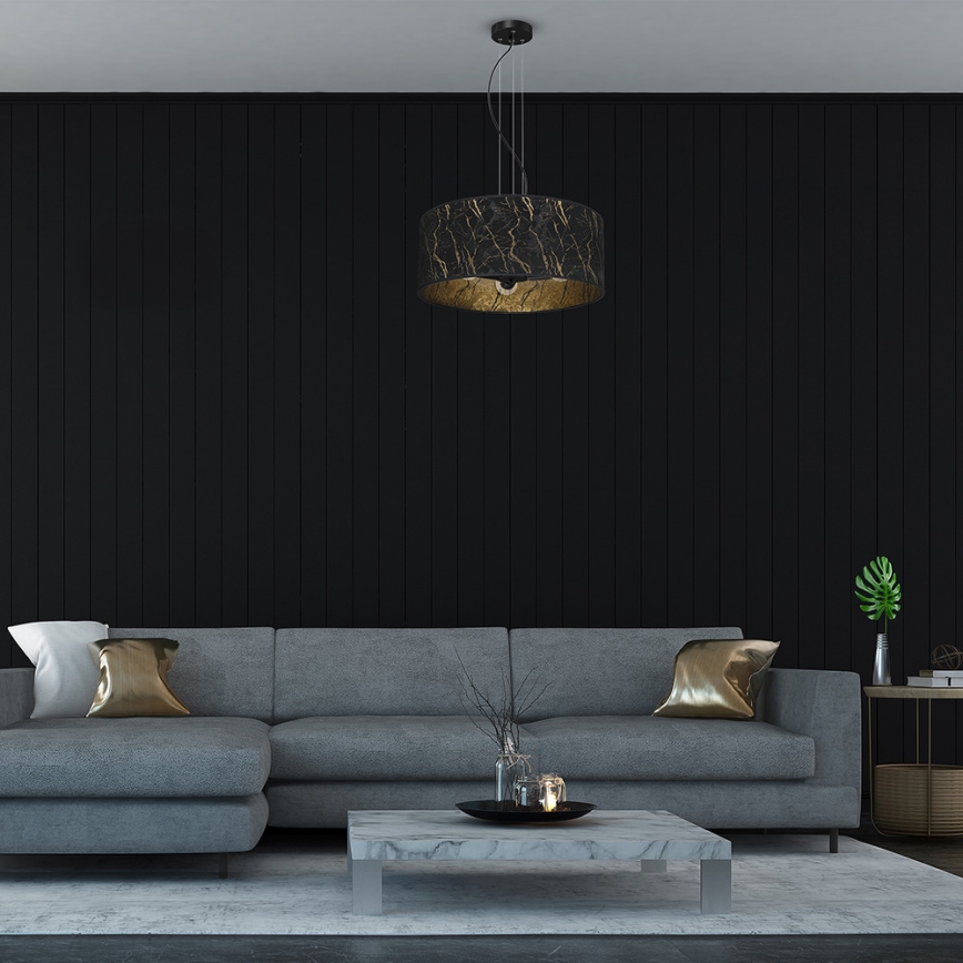 Ljusskrona med upphängningsrem  SENSO 3xE27/60W/230V svart 