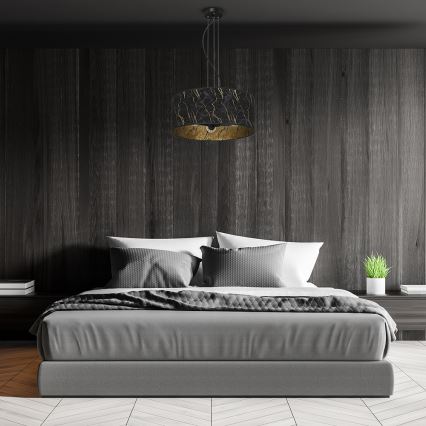 Ljusskrona med upphängningsrem  SENSO 3xE27/60W/230V svart 