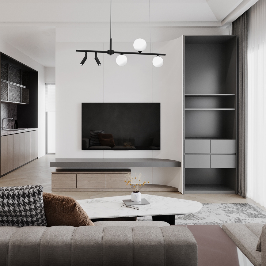 Ljuskrona med upphängningsrem SIRIO 5xG9/25W/230V svart