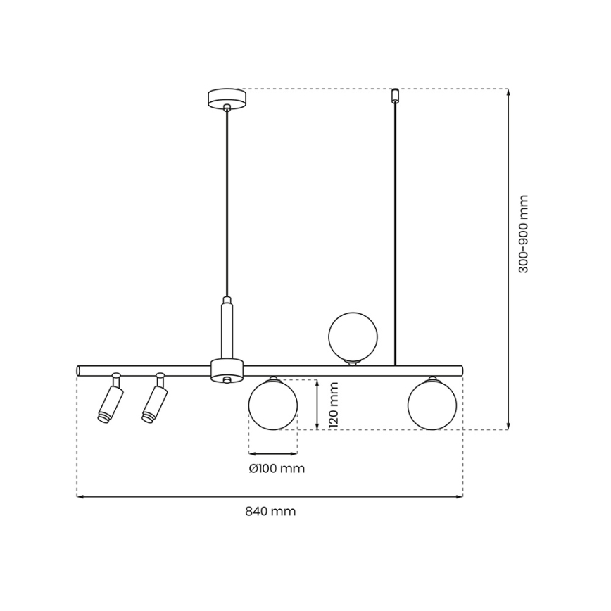 Ljuskrona med upphängningsrem SIRIO 5xG9/25W/230V svart