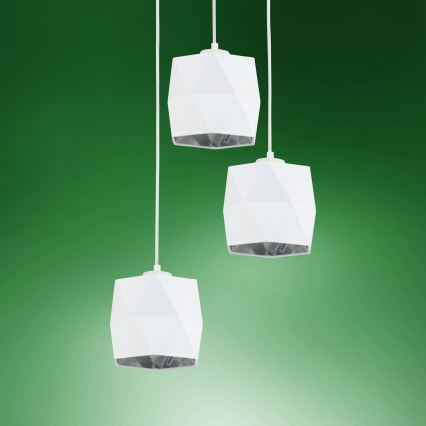 Ljusskrona med upphängningsrem  SIRO 3xE27/15W/230V vit /silver
