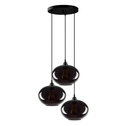 Ljusskrona med upphängningsrem  SMOKED 3xE27/40W/230V