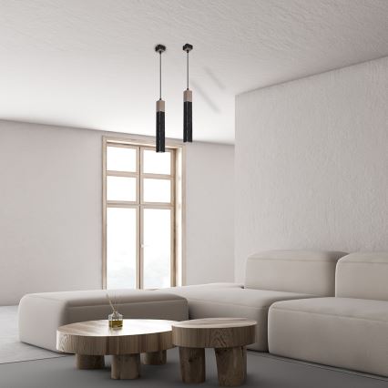 Ljusskrona med upphängningsrem  SOLO 1xGU10/MR11/40W/230V svart