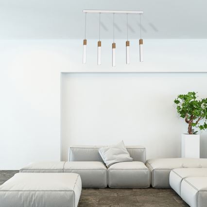 Ljusskrona med upphängningsrem  SOLO 5xGU10/MR11/40W/230V vit 