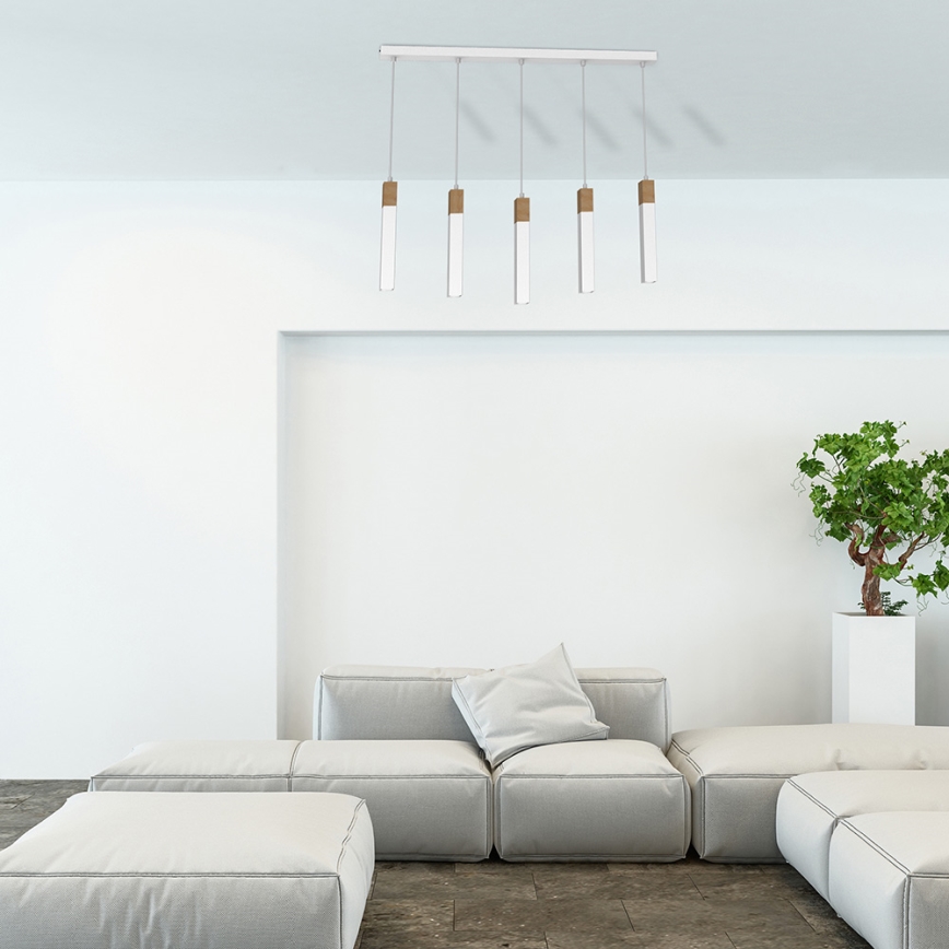 Ljusskrona med upphängningsrem  SOLO 5xGU10/MR11/40W/230V vit 