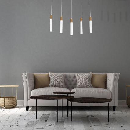 Ljusskrona med upphängningsrem  SOLO 5xGU10/MR11/40W/230V vit 