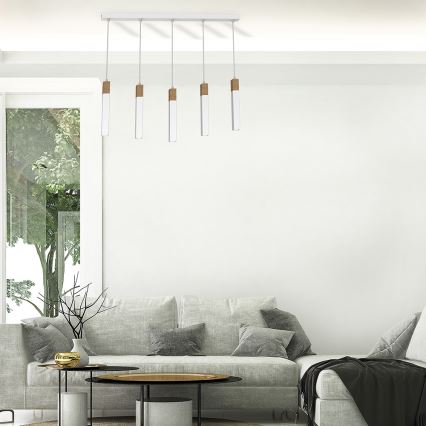 Ljusskrona med upphängningsrem  SOLO 5xGU10/MR11/40W/230V vit 