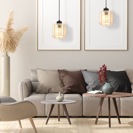 Ljuskrona med upphängningsrem SOMBRA 1xE27/60W/230V beige