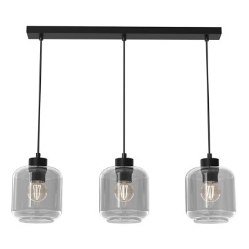 Ljuskrona med upphängningsrem SOMBRA 3xE27/60W/230V grå