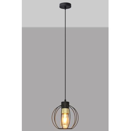 Ljuskrona med upphängningsrem STARLIGHT 1xE27/15W/230V svart/gyllene