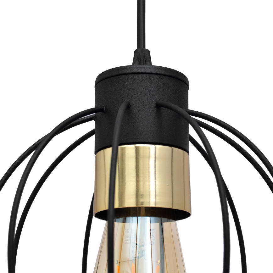 Ljuskrona med upphängningsrem STARLIGHT 1xE27/15W/230V svart/gyllene
