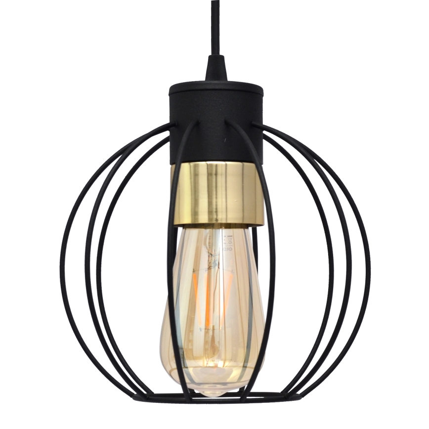 Ljuskrona med upphängningsrem STARLIGHT 1xE27/15W/230V svart/gyllene